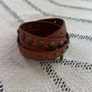 J. Crew leather belt with graduated metal circles size small